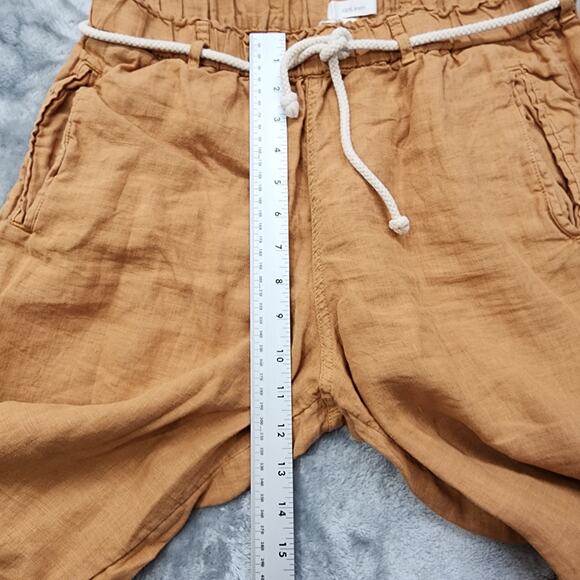 C&C California Pants Womens M Brown Linen Rope Belt High Rise Straight Casual - Picture 9 of 12